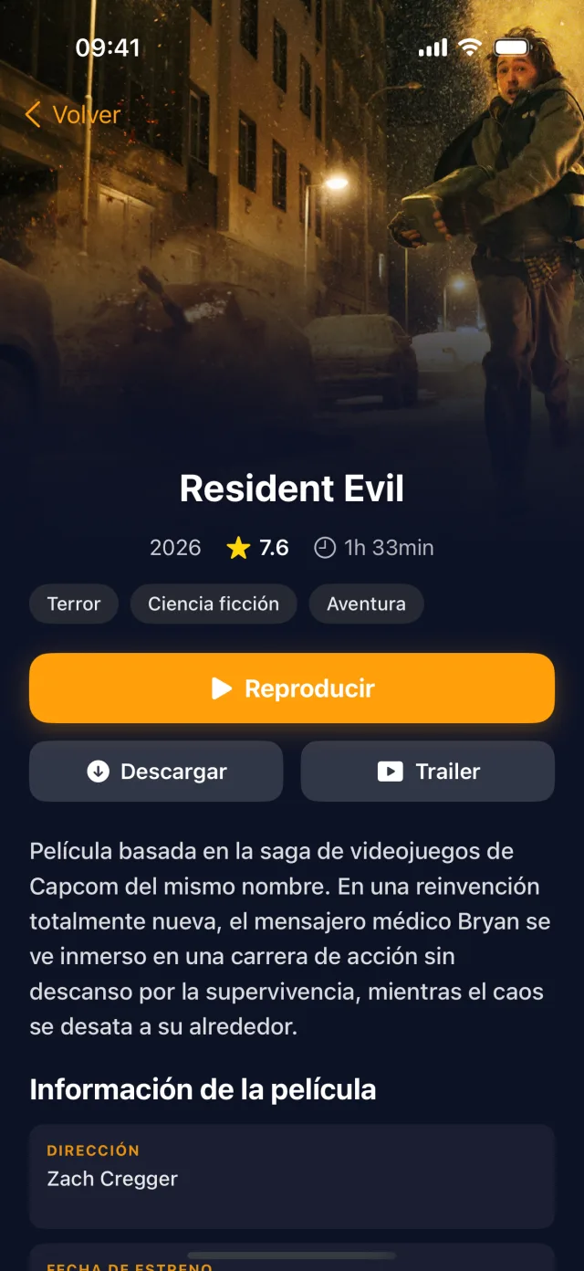 Ficha de película en iPhone
