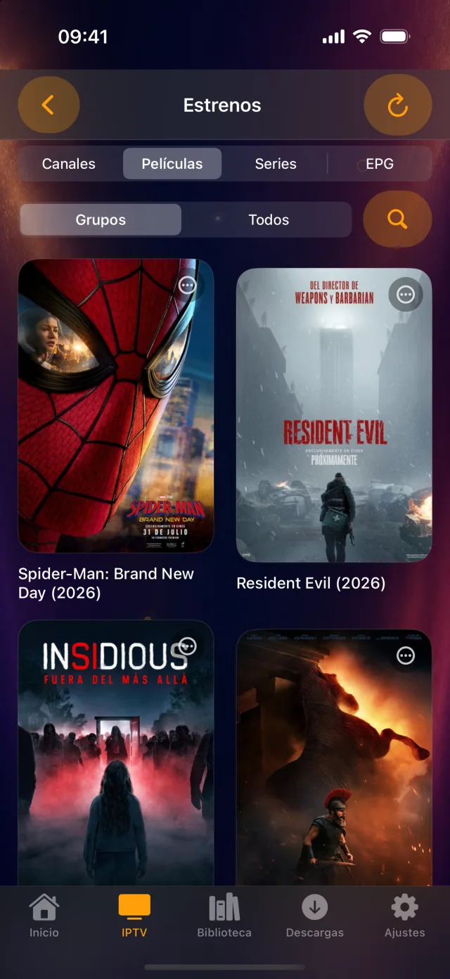 Películas con carátulas en iPhone