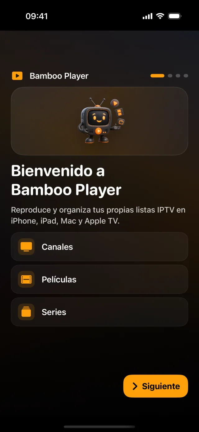 Bienvenida de Bamboo Player en iPhone